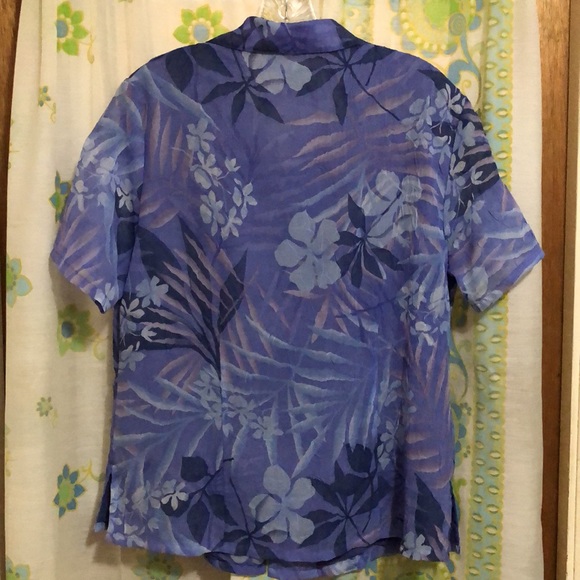 STYLE & Co. Lavender Floral Sheer Lined Short Sleeve Button Down Blouse Size 8 - Picture 3 of 9